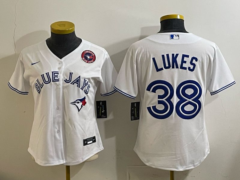 Women 2025 Nike Toronto Blue Jays #38 Lukes White Game MLB Jersey 01->women mlb jersey->Women Jersey